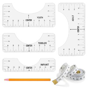 6Pcs Tshirt Ruler Guide Alignment Tool to Center Vinyl Designs T-Shirt Crafts for Cricut Heat Press Adult Youth Toddler Infant (Transparent) in Saudi Arabia