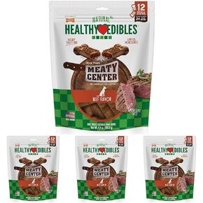 Nylabone Healthy Edibles Meaty Center Natural Dog Treats - Limited-Ingredient Dog Treats for Small Dogs - Beef Flavor, Small (4 Count) in Kuwait