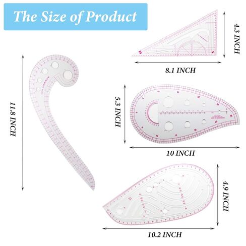Pattern Sewing Rulers Set, 4 Styles Plastic Sew French Curve Ruler, Metric Curve Shaped Rulers for Designers and Tailors, Perfect for Drawing, Craft, Sewing Project and DIY in Saudi Arabia