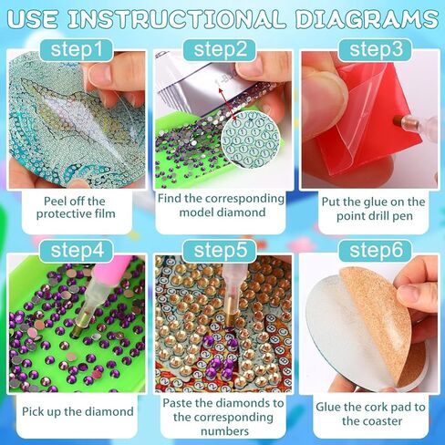 8 PCS Coffee Diamond Art Coasters Kits, Diamond Painting Coasters with Holder Set of 8, DIY Drink Art Crafts Supplies for Adults Cup Mat House Warming Gifts Non-Slip 3.9inch in Saudi Arabia