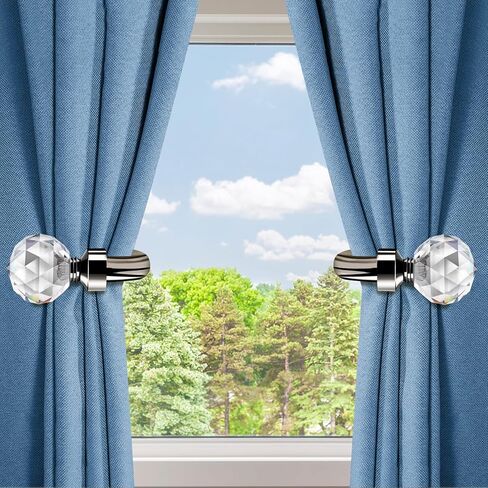 HIKMLK Handmade Metal Curtain Holdbacks 2pcs, Decoration Curtain Tie Back Hooks for Wall, Heavy Duty Side Holders Tiebacks Accessories for Drapes Drapery Window Decor (Chrome) in Kuwait