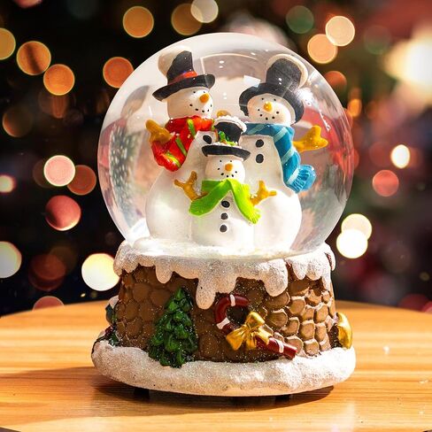 Snow Globe Christmas Water Globe Christmas Decoration Music Crystal Ball Snow Globes with Snowflakes 100mm,Santa in Kuwait