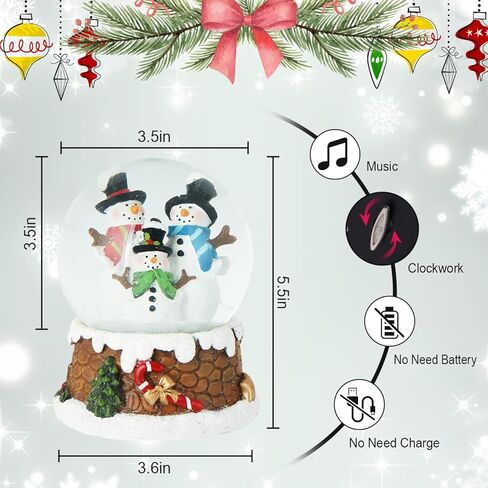 Snow Globe Christmas Water Globe Christmas Decoration Music Crystal Ball Snow Globes with Snowflakes 100mm,Santa in Kuwait