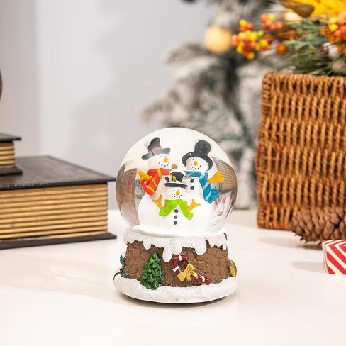 Snow Globe Christmas Water Globe Christmas Decoration Music Crystal Ball Snow Globes with Snowflakes 100mm,Santa in Kuwait