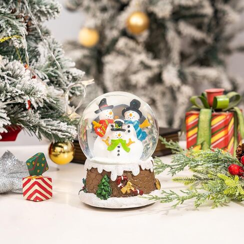 Snow Globe Christmas Water Globe Christmas Decoration Music Crystal Ball Snow Globes with Snowflakes 100mm,Santa in Kuwait