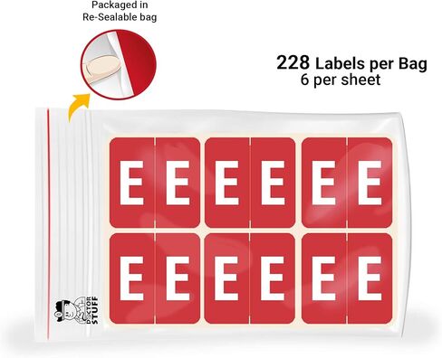 Doctor Stuff - File Folder Labels, Alphabet Letter E, Barkley FADBM - ADPK Series Compatible Alpha Stickers, Red, 1-1/2" x 1-1/2", 228 Labels per Package in Saudi Arabia