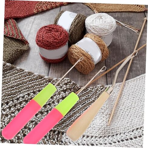 DOITOOL 7-Piece Crochet Hook Set for Dreadlocks and Hair Knitting Ergonomic Design Plastic and Wooden Handles for Hairdressing and DIY Craft Projects in Saudi Arabia