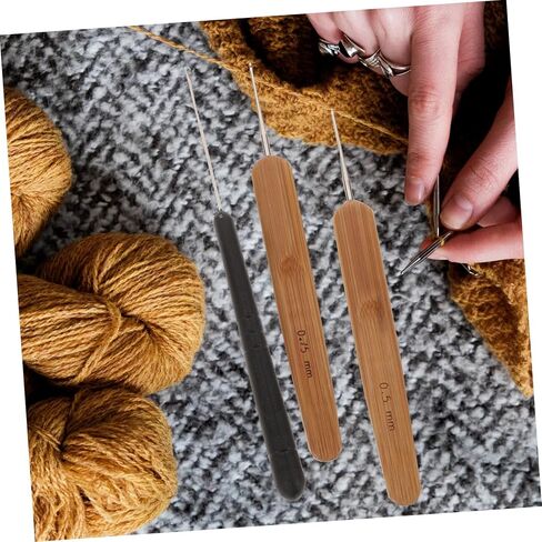 DOITOOL 7-Piece Crochet Hook Set for Dreadlocks and Hair Knitting Ergonomic Design Plastic and Wooden Handles for Hairdressing and DIY Craft Projects in Saudi Arabia