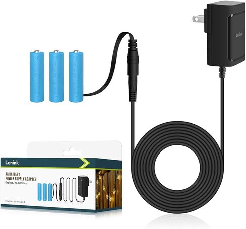 Lenink AC Power Supply Adapter for 3 AA Battery, AA Battery Replacement Adapter for LED Light, Decorations (White) in Kuwait