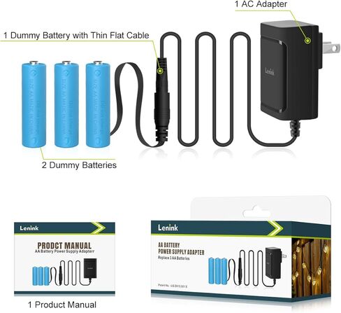 Lenink AC Power Supply Adapter for 3 AA Battery, AA Battery Replacement Adapter for LED Light, Decorations (White) in Kuwait
