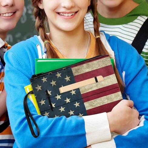 chaqlin Vintage American Flag Pattern Book Sleeves with Zipper, Book Covers for Paperbacks Front Pocket & Handle, Bookish 4th of July Gifts in Saudi Arabia