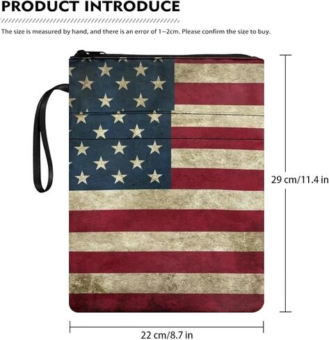 chaqlin Vintage American Flag Pattern Book Sleeves with Zipper, Book Covers for Paperbacks Front Pocket & Handle, Bookish 4th of July Gifts in Saudi Arabia