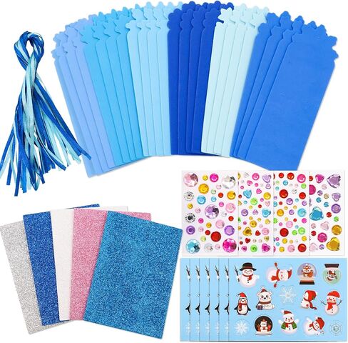 Fancy Land Christmas Craft Kits Winter Snowflake Bookmark Craft Kits for Kids DIY Christmas Foam Stickers Arts and Crafts for Holiday Activity Supplies 24 Sets in Saudi Arabia