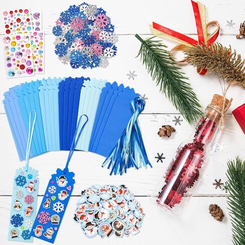 Fancy Land Christmas Craft Kits Winter Snowflake Bookmark Craft Kits for Kids DIY Christmas Foam Stickers Arts and Crafts for Holiday Activity Supplies 24 Sets in Saudi Arabia