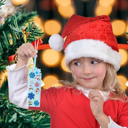 Fancy Land Christmas Craft Kits Winter Snowflake Bookmark Craft Kits for Kids DIY Christmas Foam Stickers Arts and Crafts for Holiday Activity Supplies 24 Sets in Saudi Arabia
