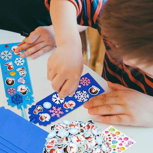 Fancy Land Christmas Craft Kits Winter Snowflake Bookmark Craft Kits for Kids DIY Christmas Foam Stickers Arts and Crafts for Holiday Activity Supplies 24 Sets in Saudi Arabia