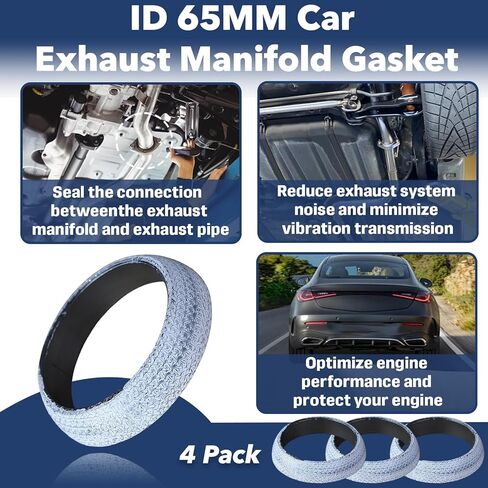 4PCS 60 MM Exhaust Manifold Gasket Set, High Temp Leakproof Graphite Exhaust Pipe Muffler Flange Gasket & Donut Seal Replacement, Compatible with Most Automotive Pipelines(60MM/2.36Inch) in Saudi Arabia