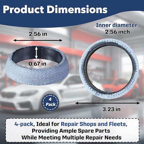 4PCS 60 MM Exhaust Manifold Gasket Set, High Temp Leakproof Graphite Exhaust Pipe Muffler Flange Gasket & Donut Seal Replacement, Compatible with Most Automotive Pipelines(60MM/2.36Inch) in Saudi Arabia