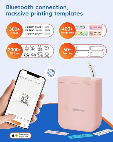 D110 Label Maker Machine with Tape, Bluetooth Mini Label Maker with Various Templates, Wireless Portable Small Label Printer for Home, Office, School, White in Saudi Arabia