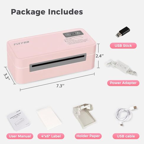 طابعة ملصقات حرارية بلوتوث، طابعة ملصقات شحن 4×6 للشركات الصغيرة، متوافقة مع Android وWindows وiPhone وMac، وتستخدم على نطاق واسع لأمازون وShopify وEbay وUSPS وEtsy وFedEx (وردي) in Kuwait