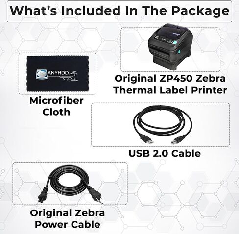 Zebra ZP450 (ZP 450) Direct Thermal Label Barcode Printer - 1 Year Warranty, USB, Serial, and Parallel Connectivity 203 DPI Resolution with Power Cord + Microfiber Cloth in Saudi Arabia