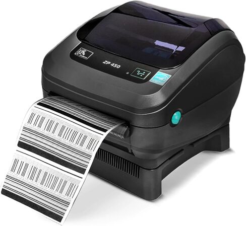 Zebra ZP450 (ZP 450) Direct Thermal Label Barcode Printer - 1 Year Warranty, USB, Serial, and Parallel Connectivity 203 DPI Resolution with Power Cord + Microfiber Cloth in Saudi Arabia