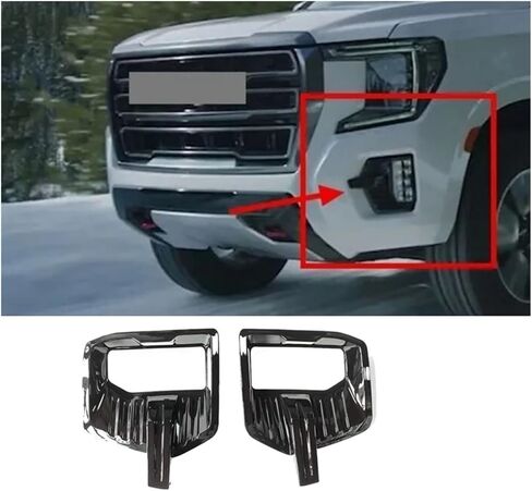 Car Front Bumper Fog Light Frame Cover Compatible for GMC Yukon 2021-2023 Fog Light Protector Cover 84341218 84341219 in Saudi Arabia