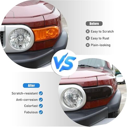 غطاء تزيين مصباح الضباب الأمامي للسيارة متوافق مع Toyota FJ Cruiser 2007-2021 غطاء حماية ضوء السيارة باللون الأسود الدخاني والإكسسوارات الخارجية in Saudi Arabia