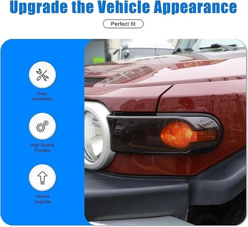 غطاء تزيين مصباح الضباب الأمامي للسيارة متوافق مع Toyota FJ Cruiser 2007-2021 غطاء حماية ضوء السيارة باللون الأسود الدخاني والإكسسوارات الخارجية in Saudi Arabia
