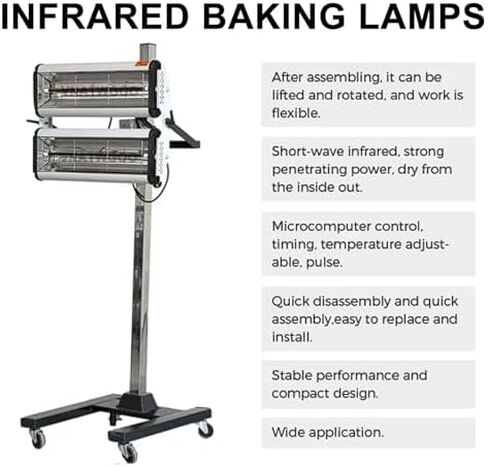 Short Wave Infrared Paint Curing Lamp for Cars, 220V Automotive Heating Light, Fast Drying & Efficient Paint Heater, Professional Curing Tool for Body Shops in Saudi Arabia