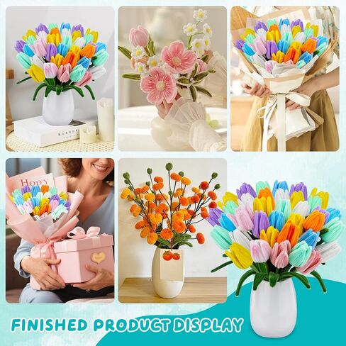 500 Pcs Pipe Cleaners Craft Pipe Cleaner Flower Kit 25 Pcs Floral Wire and Flower Tape Flower Making Kit for Classroom Project Home Decoration in Saudi Arabia