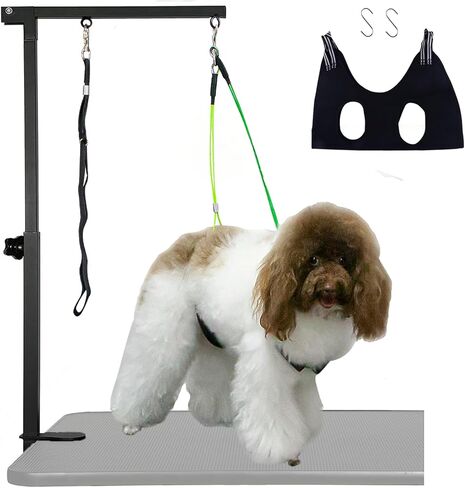 Wikdey Adjustable Dog Grooming Arm with Clamp,2 No Sit Haunch Holder&Loop Noose.20-35.5inches Height,Foldable Dog Grooming Table Arm for Small Dogs&Puppies,Arm for Grooming Tables in Kuwait