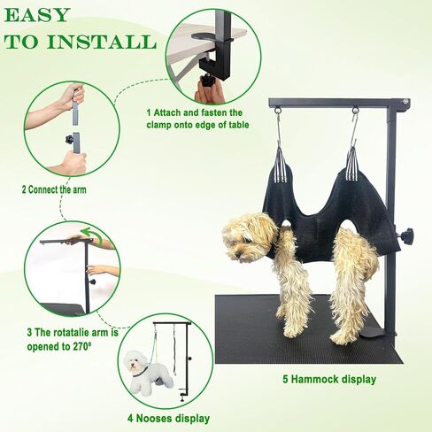 Wikdey Adjustable Dog Grooming Arm with Clamp,2 No Sit Haunch Holder&Loop Noose.20-35.5inches Height,Foldable Dog Grooming Table Arm for Small Dogs&Puppies,Arm for Grooming Tables in Kuwait