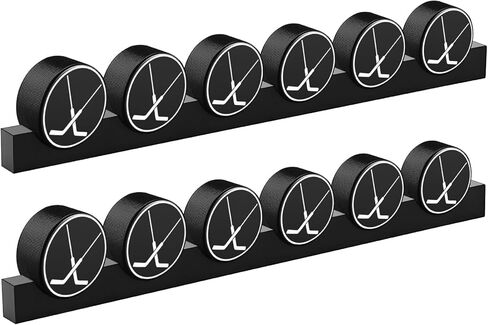 قطعتان من حافظة عرض قرص الهوكي على الحائط من الأكريليك الشفاف لحمل 6 كرات مع أخاديد ناعمة لتزيين غرفة المعيشة، 21.75 × 1.5 × 1 بوصة in Kuwait