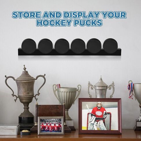 قطعتان من حافظة عرض قرص الهوكي على الحائط من الأكريليك الشفاف لحمل 6 كرات مع أخاديد ناعمة لتزيين غرفة المعيشة، 21.75 × 1.5 × 1 بوصة in Kuwait