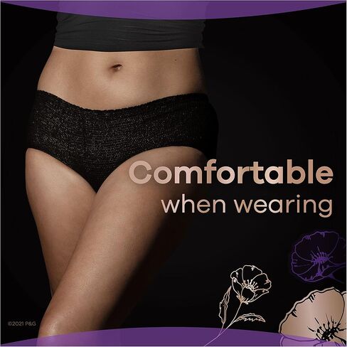 Always Discreet Boutique Incontinence and Postpartum Underwear for Women, Maximum Protection, XL, Black, 16 Count in Kuwait