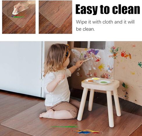 Clear Office Chair Mat,PVC Rectangle Chair Mats 1mm Thick for Hardwood Floors,Plastic Protector Floor Mat for Office,Rectangle Transparent Desk mats for Rolling Chairs 12x12in to 72x140in(36x36in) in Kuwait