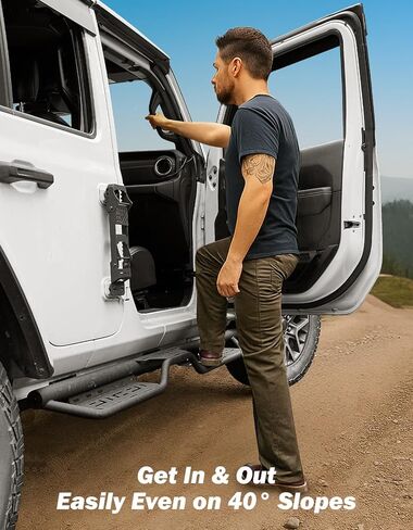 لوحات الجري JOYTUTUS بخطوات جانبية لسيارة Wrangler JL 4-Door 2018-2026 | سعة 500 رطل | OEM صالح | خطوات مزخرفة مضادة للانزلاق in Kuwait