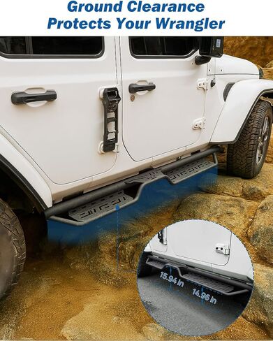 لوحات الجري JOYTUTUS بخطوات جانبية لسيارة Wrangler JL 4-Door 2018-2026 | سعة 500 رطل | OEM صالح | خطوات مزخرفة مضادة للانزلاق in Kuwait