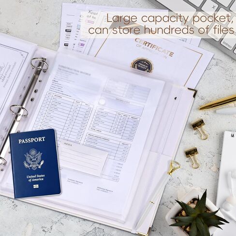 XKDOUS Aesthetic Document Organizer with 9 Pockets, 3 Ring Accordion Binder Folio Folders for Important Papers, A4 Letter Size Expanding File Storage Holder for Home, Office in Kuwait