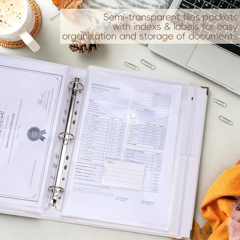 XKDOUS Aesthetic Document Organizer with 9 Pockets, 3 Ring Accordion Binder Folio Folders for Important Papers, A4 Letter Size Expanding File Storage Holder for Home, Office in Kuwait