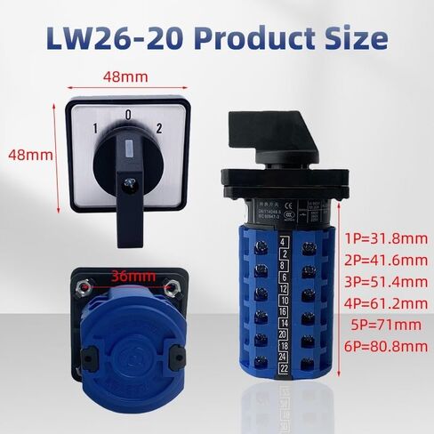 LW26-20A اثنان/ثلاثة أوضاع، 1-6 أقطاب، مفاتيح دوارة تعمل بالكام، محولات، اختيار الاتصال الفضي، التحكم في الطاقة (01,5 أقطاب) in Saudi Arabia