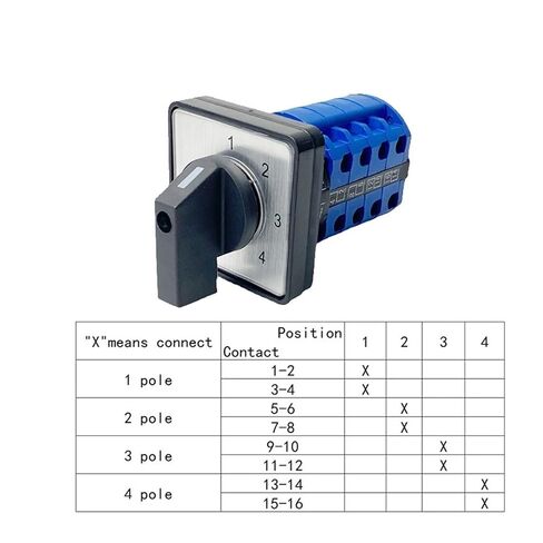 Electrical LW26-20/4 Panel Mount 20A 690V 4 Poles 4 Position Control Motor Circuit Universal Changeover Rotary Cam Switch in Kuwait