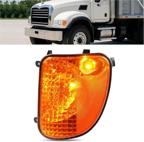 HECASA Front Left Corner Light w/Bulb Compatible with Mack CV713 Truck Side Marker Turn Signal Lamp Amber Lens - Driver Side in Saudi Arabia