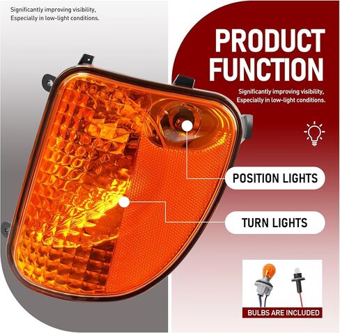 HECASA Front Left Corner Light w/Bulb Compatible with Mack CV713 Truck Side Marker Turn Signal Lamp Amber Lens - Driver Side in Saudi Arabia