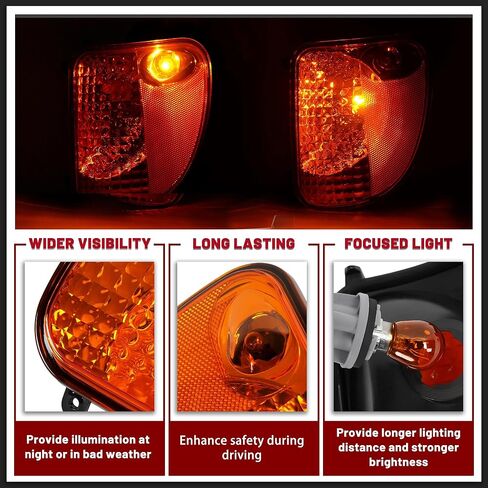 HECASA Front Left Corner Light w/Bulb Compatible with Mack CV713 Truck Side Marker Turn Signal Lamp Amber Lens - Driver Side in Saudi Arabia