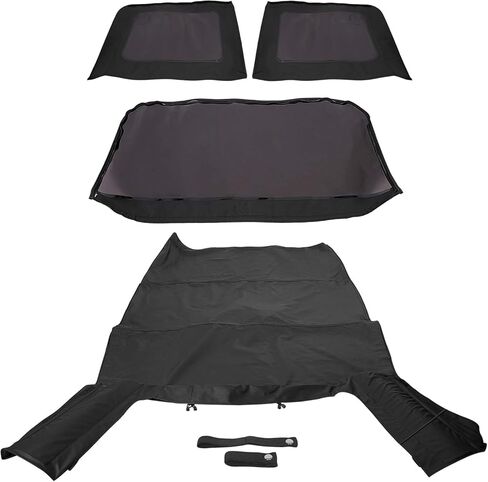 Soft Top Compatible with 2007-2009 Jeep Wrangler JK Unlimited 4 Door, Sailcloth Vinyl Black with Smoke Tinted Windows Kit in Saudi Arabia