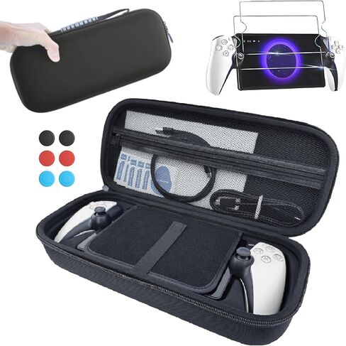 12 in 1 Accessories Set for PlayStation Portal - INITMMO Carrying Case for PS5 Portal and Hard PC Clear Cover Case with 2 Screen Protector Tempered Glasses,4 Thumb Grips,PS Portal Accessories Bundle in Saudi Arabia