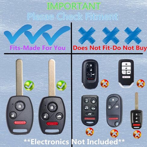 Cutting NOT Required - Upgraded Version Heavy Zinc Alloy Key Fob Shell Case Replacement for Honda Accord Civic EX CR-V Pilot Key Fob Cover (4 Button-Black) in Saudi Arabia