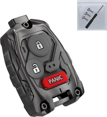 Cutting NOT Required - Upgraded Version Heavy Zinc Alloy Key Fob Shell Case Replacement for Honda Accord Civic EX CR-V Pilot Key Fob Cover (4 Button-Black) in Saudi Arabia